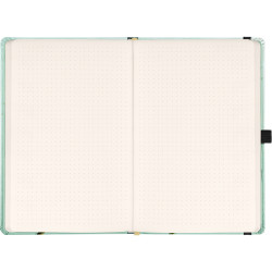Keménytáblás notesz krémszínű lapokkal, pontozott, leszorító gumiszalaggal Birds 130x210mm, Presco