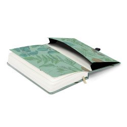 Keménytáblás notesz krémszínű lapokkal, pontozott, leszorító gumiszalaggal Birds 130x210mm, Presco Író- irodaszer, papíráru Presco