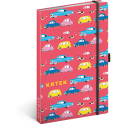 Keménytáblás notesz krémszínű lapokkal, vonalas, leszorító gumiszalaggal The Little Mole - Cars 130x210mm, Presco Író- irodaszer, papíráru Presco
