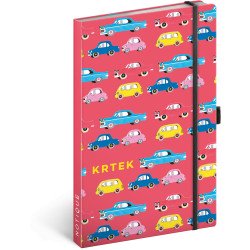 Keménytáblás notesz krémszínű lapokkal, vonalas, leszorító gumiszalaggal The Little Mole - Cars 130x210mm, Presco Író- irodaszer, papíráru Presco