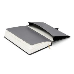 Keménytáblás notesz krémszínű lapokkal, vonalas, leszorító gumiszalaggal Elegant 130x210mm, Presco Író- irodaszer, papíráru Presco