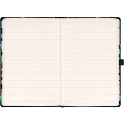 Keménytáblás notesz krémszínű lapokkal, vonalas, leszorító gumiszalaggal Fox 130x210mm, Presco