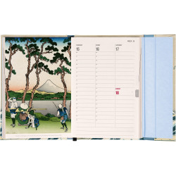 Határidőnapló mágnessel záródó, heti, fehér lapokkal Katsushika Hokusai 110x160mm, Presco