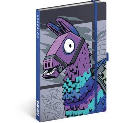 Keménytáblás notesz krémszínű lapokkal, vonalas, leszorító gumiszalaggal Fortnite – Llama 130x210mm, Presco Író- irodaszer, papíráru Presco