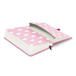 Keménytáblás notesz krémszínű lapokkal, vonalas, leszorító gumiszalaggal Hello Kitty 130x210mm, Presco Író- irodaszer, papíráru Presco