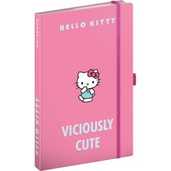 Keménytáblás notesz krémszínű lapokkal, vonalas, leszorító gumiszalaggal Hello Kitty 130x210mm, Presco Író- irodaszer, papíráru Presco