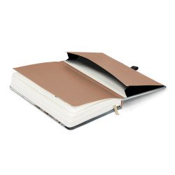 Keménytáblás notesz krémszínű lapokkal, vonalas, leszorító gumiszalaggal Japan 130x210mm, Presco Író- irodaszer, papíráru Presco