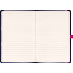 Keménytáblás notesz krémszínű lapokkal, vonalas, leszorító gumiszalaggal Kuromi 130x210mm, Presco