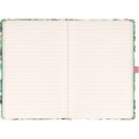 Keménytáblás notesz krémszínű lapokkal, vonalas, leszorító gumiszalaggal Lilium 130x210mm, Presco
