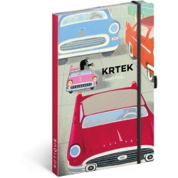 Keménytáblás notesz krémszínű lapokkal, vonalas, leszorító gumiszalaggal The Little Mole and the Car 130x210mm, Presco Író- irodaszer, papíráru Presco