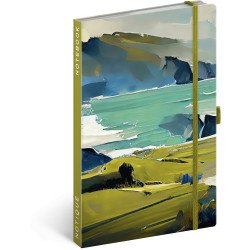 Keménytáblás notesz krémszínű lapokkal, vonalas, leszorító gumiszalaggal Painting 130x210mm, Presco Író- irodaszer, papíráru Presco