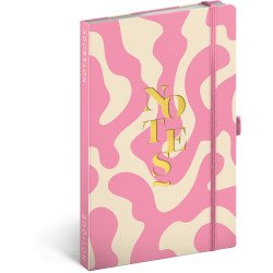 Keménytáblás notesz krémszínű lapokkal, vonalas, leszorító gumiszalaggal Pink 130x210mm, Presco Író- irodaszer, papíráru Presco