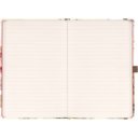 Keménytáblás notesz krémszínű lapokkal, vonalas, leszorító gumiszalaggal Powder Flower 130x210mm, Presco