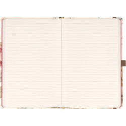 Keménytáblás notesz krémszínű lapokkal, vonalas, leszorító gumiszalaggal Powder Flower 130x210mm, Presco Író- irodaszer, papíráru Presco
