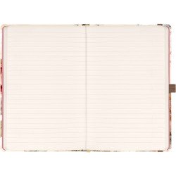 Keménytáblás notesz krémszínű lapokkal, vonalas, leszorító gumiszalaggal Powder Flower 130x210mm, Presco Író- irodaszer, papíráru Presco