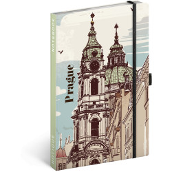 Keménytáblás notesz krémszínű lapokkal, vonalas, leszorító gumiszalaggal Prague 130x210mm, Presco Író- irodaszer, papíráru Presco