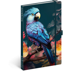 Keménytáblás notesz krémszínű lapokkal, vonalas, leszorító gumiszalaggal Parrot 130x210mm, Presco Író- irodaszer, papíráru Presco