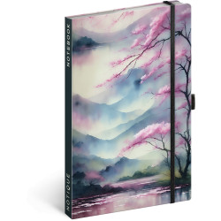 Keménytáblás notesz krémszínű lapokkal, vonalas, leszorító gumiszalaggal Sakura 130x210mm, Presco Író- irodaszer, papíráru Presco