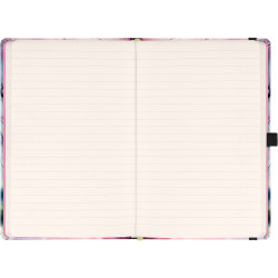 Keménytáblás notesz krémszínű lapokkal, vonalas, leszorító gumiszalaggal Sakura 130x210mm, Presco