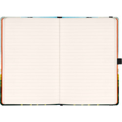 Keménytáblás notesz krémszínű lapokkal, vonalas, leszorító gumiszalaggal Tulips 130x210mm, Presco