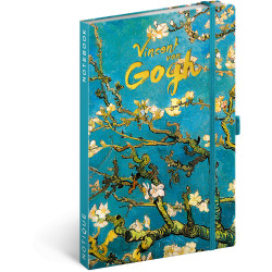 Keménytáblás notesz krémszínű lapokkal, vonalas, leszorító gumiszalaggal Vincent van Gogh 130x210mm, Presco Író- irodaszer, papíráru Presco