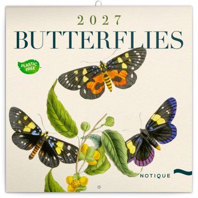Falinaptár képes lemeznaptár 300x300mm, Butterflies Realsystem 2027.