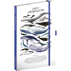 Keménytáblás tervező krémszínű lapokkal, kétheti beosztással, leszorító gumiszalaggal Marine Life 130x210mm, Presco Író- irodaszer, papíráru Presco