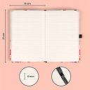 Keménytáblás notesz krémszínű lapokkal, vonalas, leszorító gumiszalaggal Birds – Sakura 130x210mm, Presco