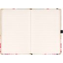 Keménytáblás notesz krémszínű lapokkal, vonalas, leszorító gumiszalaggal Birds – Sakura 130x210mm, Presco