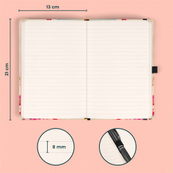 Keménytáblás notesz krémszínű lapokkal, vonalas, leszorító gumiszalaggal Birds – Sakura 130x210mm, Presco Író- irodaszer, papíráru Presco