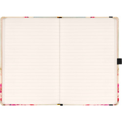 Keménytáblás notesz krémszínű lapokkal, vonalas, leszorító gumiszalaggal Birds – Sakura 130x210mm, Presco