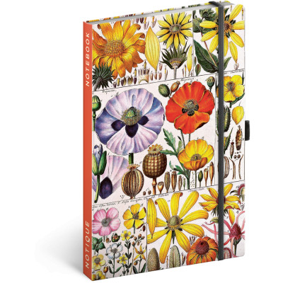 Keménytáblás notesz krémszínű lapokkal, pontozott, leszorító gumiszalaggal Herbal 130x210mm, Presco