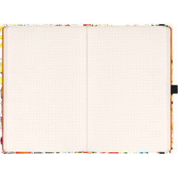Keménytáblás notesz krémszínű lapokkal, pontozott, leszorító gumiszalaggal Herbal 130x210mm, Presco