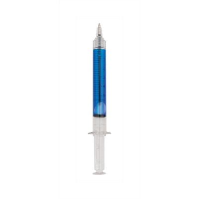 Golyóstoll nyomógombos műanyag kék test, Vaccine, írásszín kék 50db/doboz