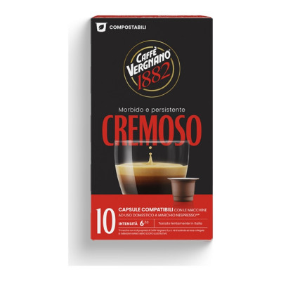 Kávékapszula, Nespresso kompatibilis, Vergnano Cremoso, 10db kapszula