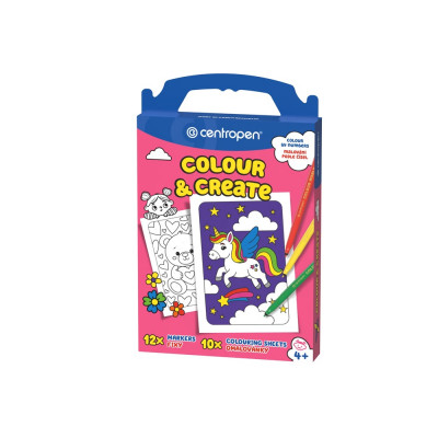 Filctoll készlet színezővel lányos Centropen Colour&Create 9350 12 klf. szín