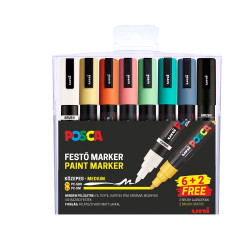 Dekormarker 1,8-2,5mm, Uni Posca PC-5M 6+2db-os készlet Író- irodaszer, papíráru Uni