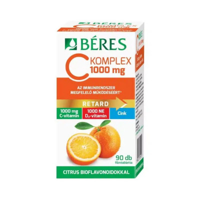 C Komplex Retard C-vitamin 1000mg + D3+Cink filmtabletta 90db Béres
