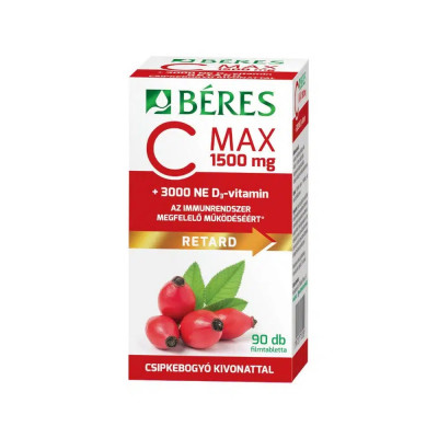 C MAX RETARD C-vitamin 1500mg + D-vitamin 3000NE filmtabletta 90db Béres