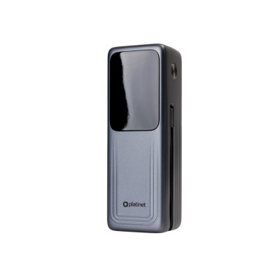Powerbank beépített kábellel, 27 000 mAh PD 140W 2xUSB-C + USB-A Platinet fekete