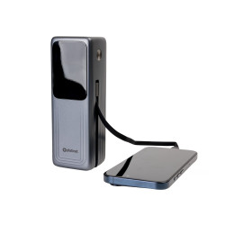 Powerbank beépített kábellel, 27 000 mAh PD 140W 2xUSB-C + USB-A Platinet fekete