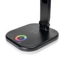 Asztali LED lámpa, RGB, állítható, vezeték nélküli töltővel, órával Platinet fekete