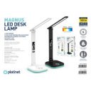 Asztali LED lámpa, RGB, állítható, vezeték nélküli töltővel, órával Platinet fekete
