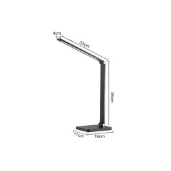 Asztali LED lámpa, aluminium 10 W, vezeték nélküli, szabályozható fényerővel és színhőmérséklettel Platinet fekete